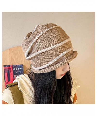 Women Winter Warm Knit Hat Trendy Lightweight Travel Beach Sun Hat Fleece Lined Hat Warm Stocking Hats Khaki $10.04 Skullies ...