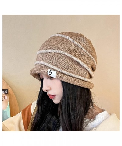 Women Winter Warm Knit Hat Trendy Lightweight Travel Beach Sun Hat Fleece Lined Hat Warm Stocking Hats Khaki $10.04 Skullies ...