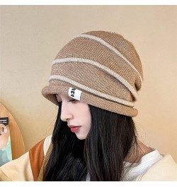 Women Winter Warm Knit Hat Trendy Lightweight Travel Beach Sun Hat Fleece Lined Hat Warm Stocking Hats Khaki $10.04 Skullies ...