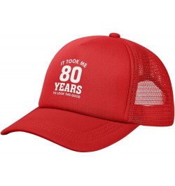 It Took Me 80 Years to Look This Good Funny Birthday Gifts Trucker Hat Men Mesh Baseball Cap Women Dad Cap Black Red $10.21 B...