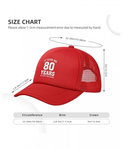 It Took Me 80 Years to Look This Good Funny Birthday Gifts Trucker Hat Men Mesh Baseball Cap Women Dad Cap Black Red $10.21 B...