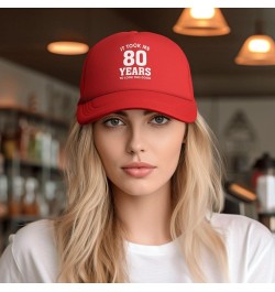 It Took Me 80 Years to Look This Good Funny Birthday Gifts Trucker Hat Men Mesh Baseball Cap Women Dad Cap Black Red $10.21 B...