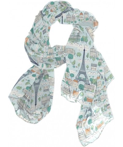 Cartoon Eiffel Tower Castle Chiffon Silk Long Scarf Shawl Wrap $13.10 Scarves