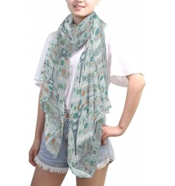 Cartoon Eiffel Tower Castle Chiffon Silk Long Scarf Shawl Wrap $13.10 Scarves