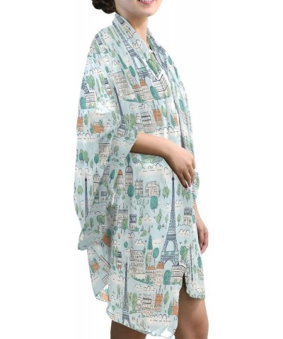 Cartoon Eiffel Tower Castle Chiffon Silk Long Scarf Shawl Wrap $13.10 Scarves