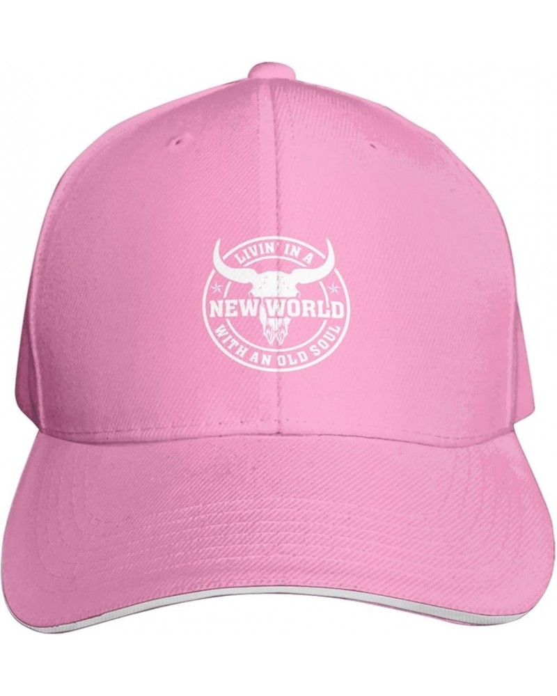 Living in The New World with an Old Souls Baseball Cap for Men Women Dad Hat Adjustable Sports Hats Fashion Caps Pink $9.30 B...