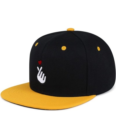 Korean Heart Finger Hip-Hop Snapback Hat Embroidered Baseball Cap Korea Sign 24. Black/Yellow $12.49 Baseball Caps