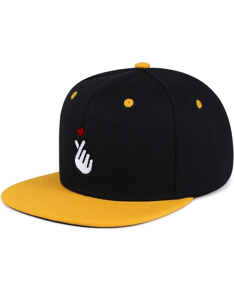 Korean Heart Finger Hip-Hop Snapback Hat Embroidered Baseball Cap Korea Sign 24. Black/Yellow $12.49 Baseball Caps