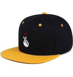 Korean Heart Finger Hip-Hop Snapback Hat Embroidered Baseball Cap Korea Sign 24. Black/Yellow $12.49 Baseball Caps