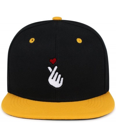 Korean Heart Finger Hip-Hop Snapback Hat Embroidered Baseball Cap Korea Sign 24. Black/Yellow $12.49 Baseball Caps