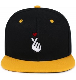 Korean Heart Finger Hip-Hop Snapback Hat Embroidered Baseball Cap Korea Sign 24. Black/Yellow $12.49 Baseball Caps