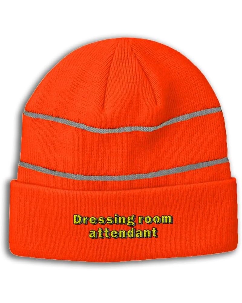 Custom Reflective Beanie Dressing Room Attendant High Visibility Running Gear Skull Cap for Men & Women Neon Orange Design On...