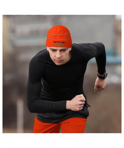 Custom Reflective Beanie Dressing Room Attendant High Visibility Running Gear Skull Cap for Men & Women Neon Orange Design On...