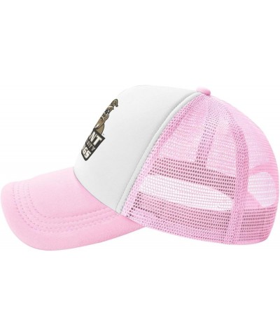 Bryant University Logo Trucker Hats for Both Men and Women - Mesh Baseball Snapback Hats Pink $12.97 Baseball Caps