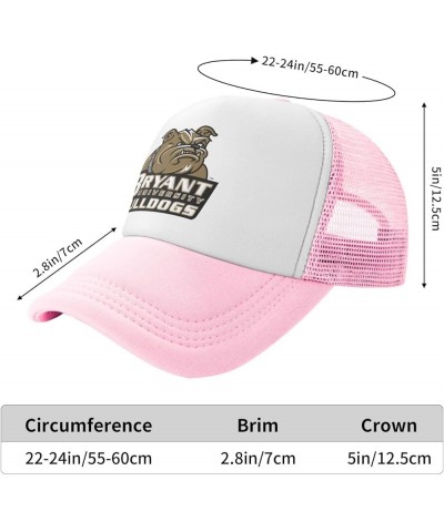 Bryant University Logo Trucker Hats for Both Men and Women - Mesh Baseball Snapback Hats Pink $12.97 Baseball Caps