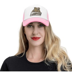 Bryant University Logo Trucker Hats for Both Men and Women - Mesh Baseball Snapback Hats Pink $12.97 Baseball Caps