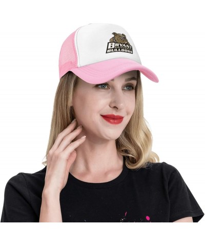 Bryant University Logo Trucker Hats for Both Men and Women - Mesh Baseball Snapback Hats Pink $12.97 Baseball Caps