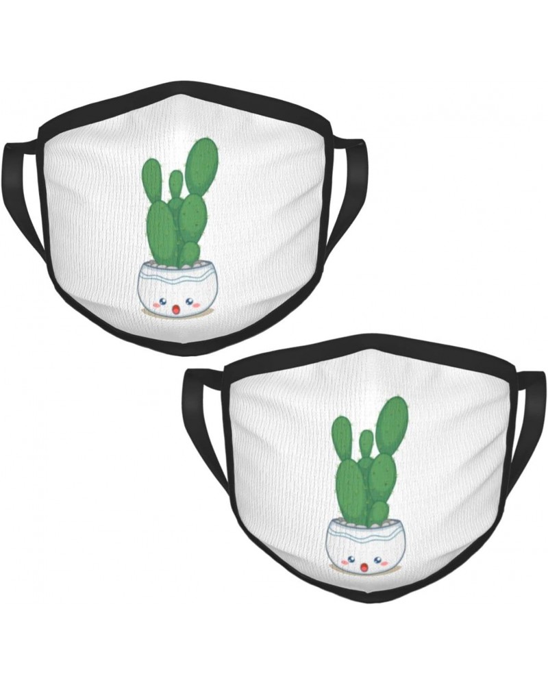 Tall Cactus Face Mask 2 Pcs Face Cover Reusable Washable Breathable for Men Women Balaclavas Bandanas Black $11.49 Balaclavas