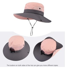 Women's Ponytail Safari Sun Hat,Wide Brim UV Protection Outdoor Bucket Hat,Foldable Beach Summer Fishing Hat 2-black+pink $10...