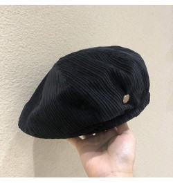 Woman's Solid Color 8 Pieces Beret Girls Soft Corduroy Painter Hat Elastic Versatile Artist Hats Black $13.05 Berets