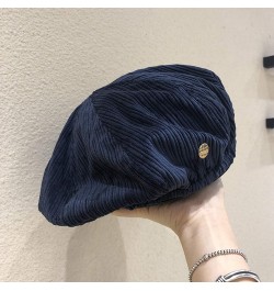 Woman's Solid Color 8 Pieces Beret Girls Soft Corduroy Painter Hat Elastic Versatile Artist Hats Black $13.05 Berets