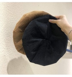 Woman's Solid Color 8 Pieces Beret Girls Soft Corduroy Painter Hat Elastic Versatile Artist Hats Black $13.05 Berets