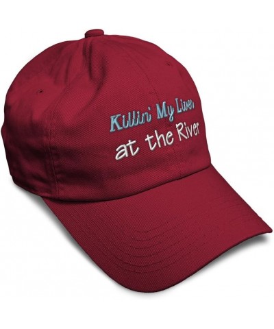 Soft Baseball Cap Killin My Liver at The River Cotton Dad Hats for Men & Women Burgundy $12.00 Baseball Caps