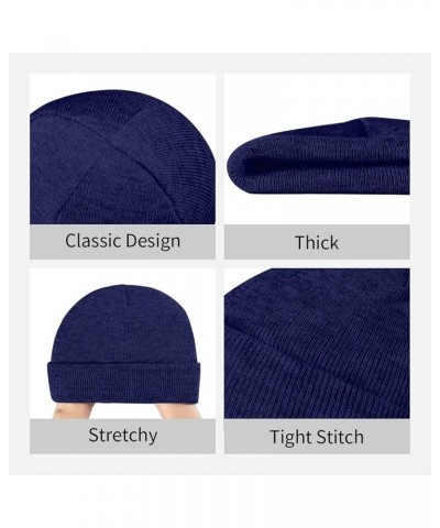 Tropical Leaves Print Slouchy Beanie for Men Women Hip-Hop Soft Lightweight Running Beanie Adult Hats Navy Blue $13.42 Skulli...