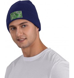 Tropical Leaves Print Slouchy Beanie for Men Women Hip-Hop Soft Lightweight Running Beanie Adult Hats Navy Blue $13.42 Skulli...