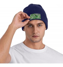 Tropical Leaves Print Slouchy Beanie for Men Women Hip-Hop Soft Lightweight Running Beanie Adult Hats Navy Blue $13.42 Skulli...