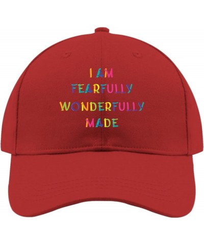 I Am Fearfully Wonderfully Made hat Happy dad hat hat for Women Gifts for Grandma Running Cap Red $9.38 Baseball Caps