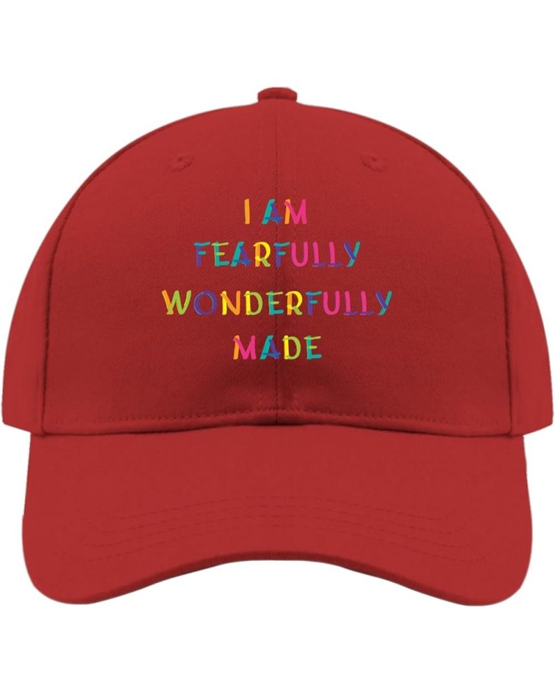 I Am Fearfully Wonderfully Made hat Happy dad hat hat for Women Gifts for Grandma Running Cap Red $9.38 Baseball Caps