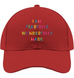 I Am Fearfully Wonderfully Made hat Happy dad hat hat for Women Gifts for Grandma Running Cap Red $9.38 Baseball Caps