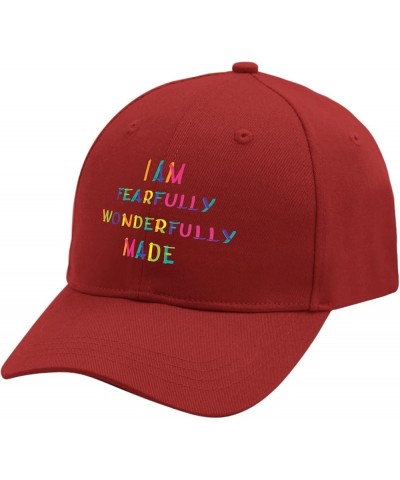 I Am Fearfully Wonderfully Made hat Happy dad hat hat for Women Gifts for Grandma Running Cap Red $9.38 Baseball Caps