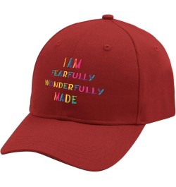 I Am Fearfully Wonderfully Made hat Happy dad hat hat for Women Gifts for Grandma Running Cap Red $9.38 Baseball Caps