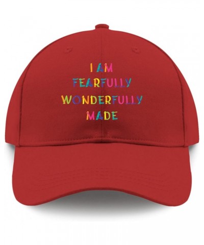 I Am Fearfully Wonderfully Made hat Happy dad hat hat for Women Gifts for Grandma Running Cap Red $9.38 Baseball Caps