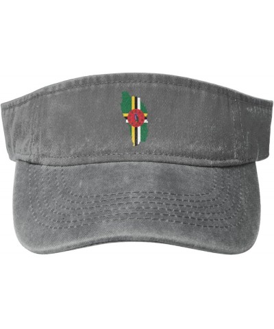 Dominica Terrain Map Sun Hat Sun Visor Hats for Women Men Baseball Cap Golf Hats Gray $10.65 Visors