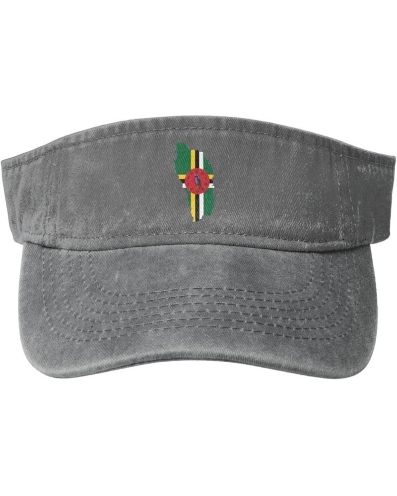 Dominica Terrain Map Sun Hat Sun Visor Hats for Women Men Baseball Cap Golf Hats Gray $10.65 Visors