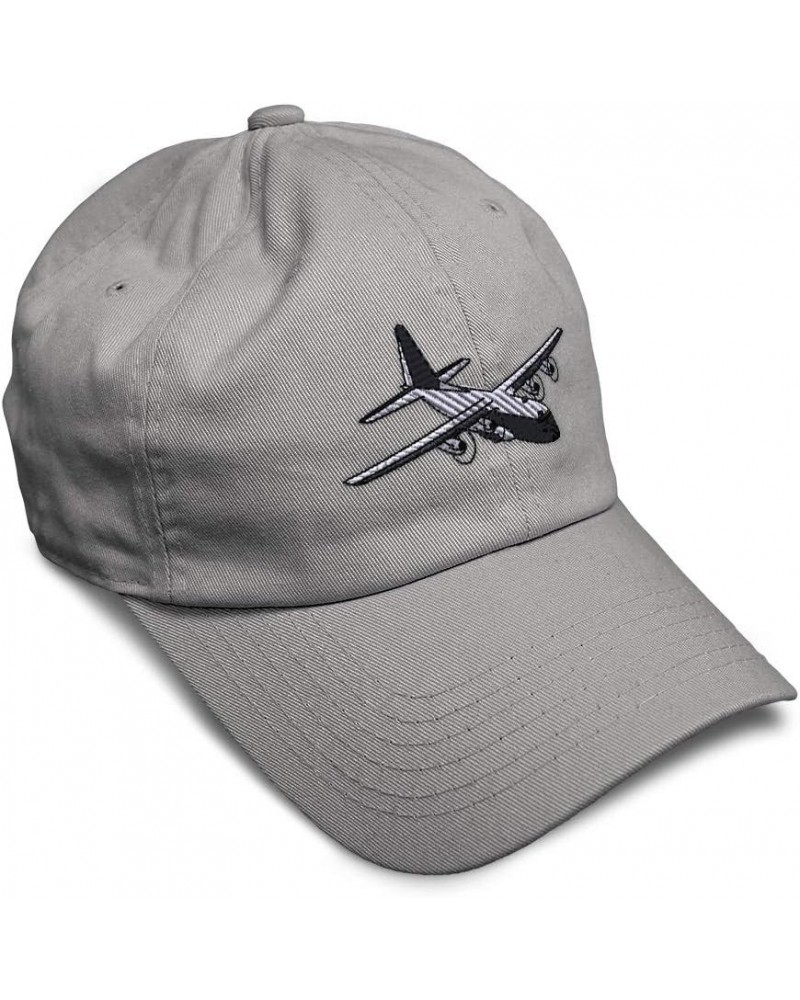 Custom Soft Baseball Cap C-130 Aircraft Embroidery Airplane Twill Cotton Dad Hats for Men & Women Light Grey Design Only $14....