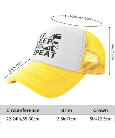 Eat Sleep Dj Repeat Mesh Cap Men Women Baseball Cap Funny Trucker Hat Yellow $15.01 Baseball Caps