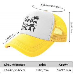 Eat Sleep Dj Repeat Mesh Cap Men Women Baseball Cap Funny Trucker Hat Yellow $15.01 Baseball Caps