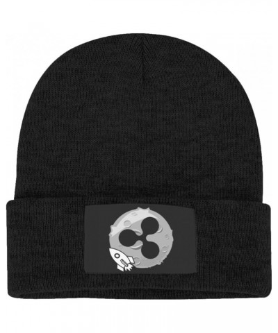 Ripple Crypto Winter Unisex Rollup Edge Knit Hat Warm Hat Slouchy Hats Black $11.53 Skullies & Beanies