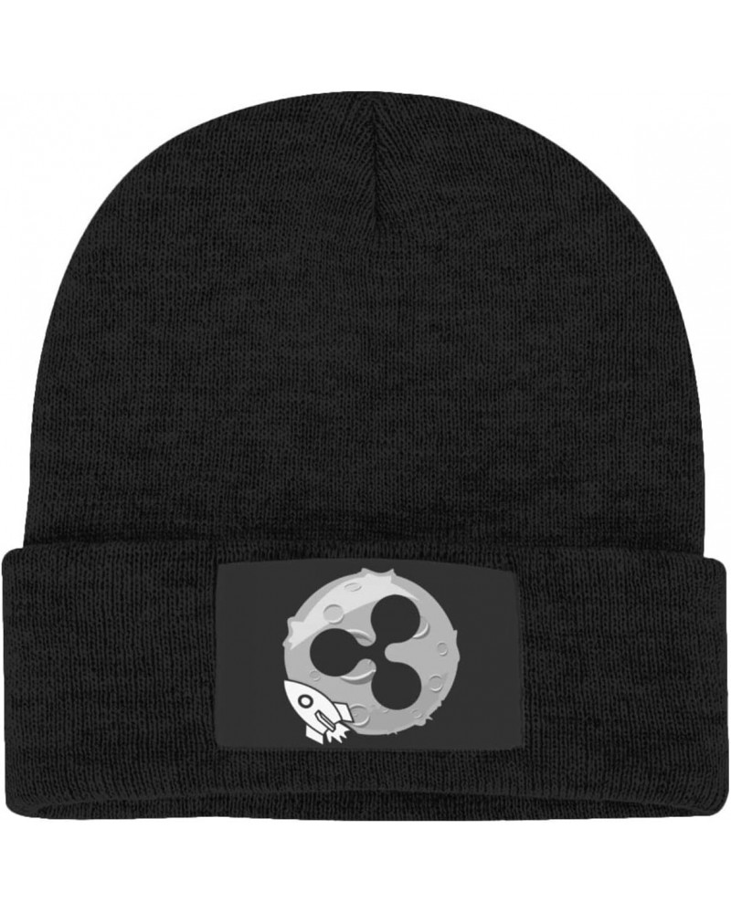 Ripple Crypto Winter Unisex Rollup Edge Knit Hat Warm Hat Slouchy Hats Black $11.53 Skullies & Beanies