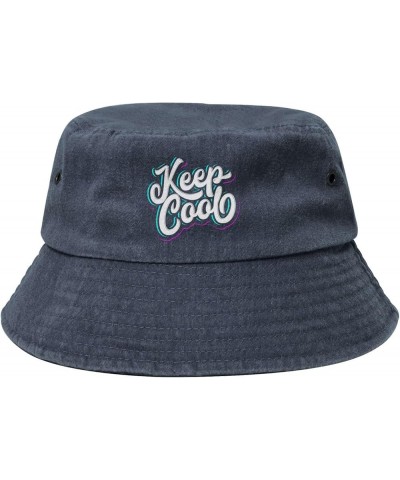 Keep Cool Bucket Hat for Men Women Outdoor Washed Cotton Sun Hats Travel Beach Hat Navy Blue $12.19 Bucket Hats