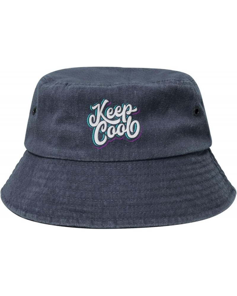 Keep Cool Bucket Hat for Men Women Outdoor Washed Cotton Sun Hats Travel Beach Hat Navy Blue $12.19 Bucket Hats