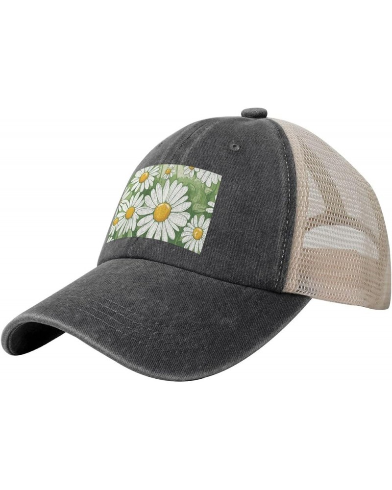 Farm Animal Print Mesh Beach Hat for Ladies and Men Cowboy Hat Summer Hat Trucker Cap Baseball Cap Daisy $14.76 Cowboy Hats