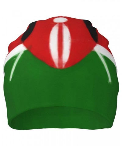 Kenya Flag Oil Painted Beanie Hat Men Women Stretch Slouchy Warm Skull Knit Beanies Cap for Winter Black $10.98 Skullies & Be...