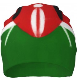 Kenya Flag Oil Painted Beanie Hat Men Women Stretch Slouchy Warm Skull Knit Beanies Cap for Winter Black $10.98 Skullies & Be...