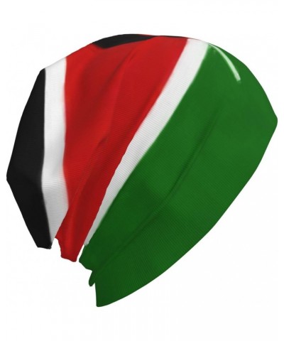 Kenya Flag Oil Painted Beanie Hat Men Women Stretch Slouchy Warm Skull Knit Beanies Cap for Winter Black $10.98 Skullies & Be...