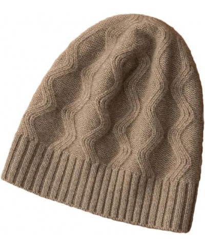 100% Cashmere Knitted Headgears for Women Soft Warm Beanie Hat Solid Casual Hedging Cap Skullies 11 Khaki9 $30.36 Skullies & ...